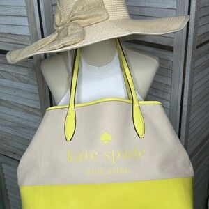 Kate Spade Yellow and Tan Canvas Tote